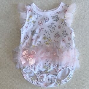Floral Ruffle Onesy Baby Girl Size 0-3 Months